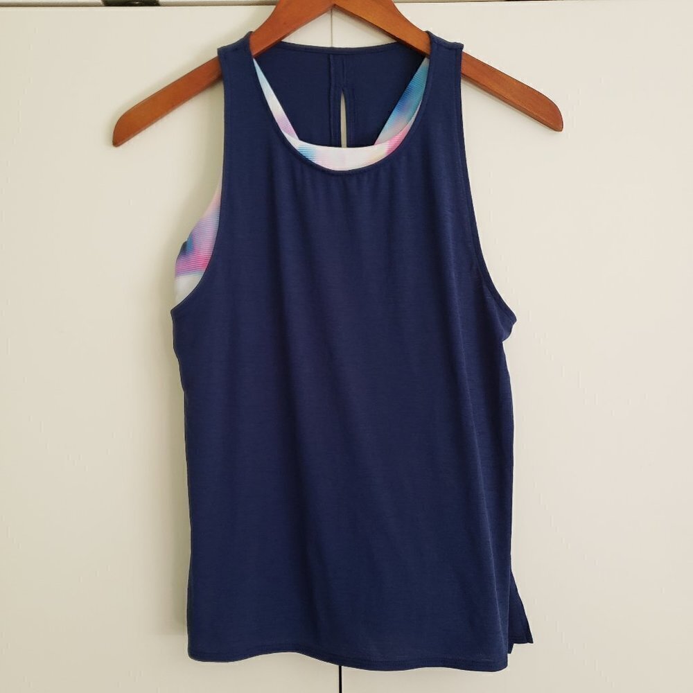 Athleta Girl Two Layer Tank Blue, White, Pink and Purple - Size XL (14)